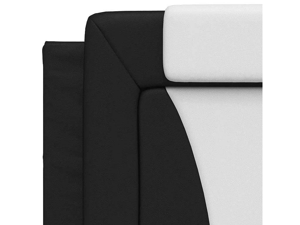 Cama con cabecero cuero sintético negro y blanco 80x200 cm