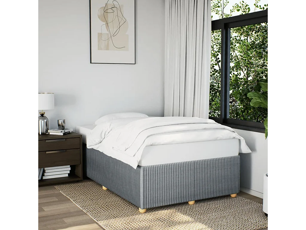 Cadre de lit sans matelas gris clair 120x190 cm tissu