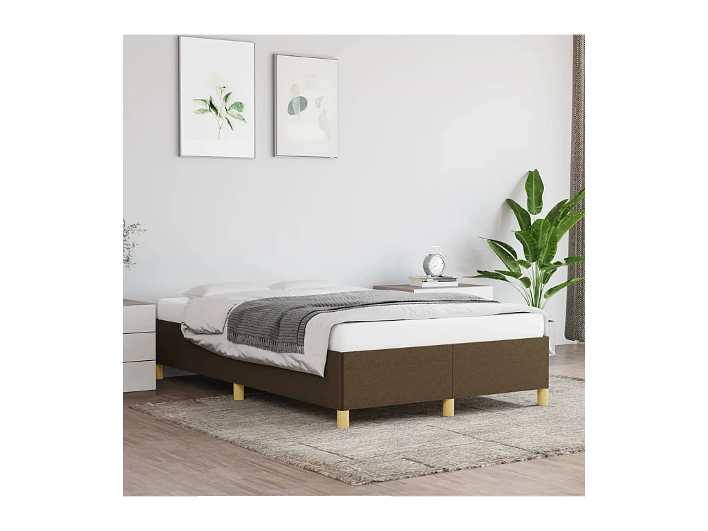 Estructura de cama sin colchón tela marrón oscuro 120x190 cm