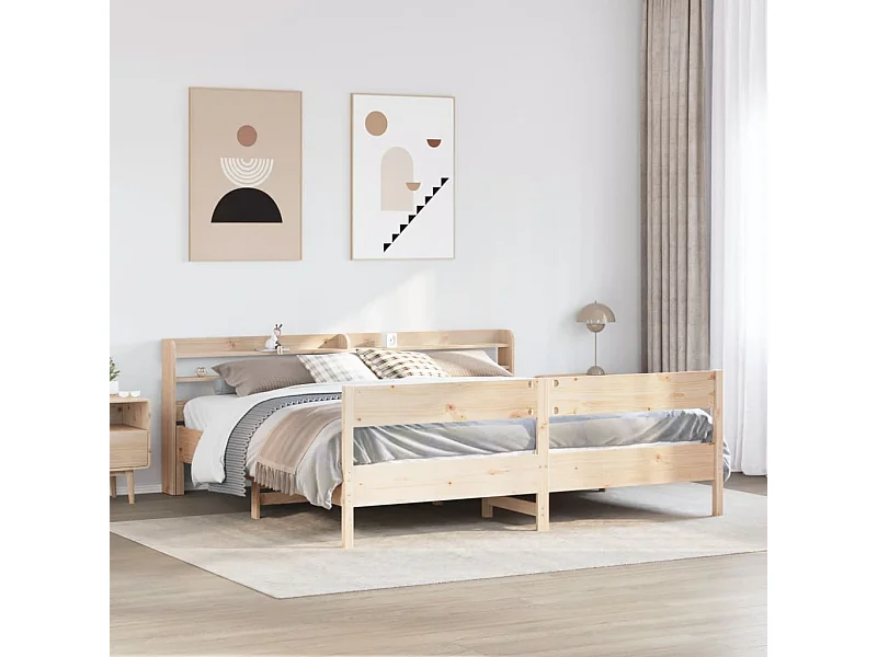 Estructura de cama sin colchón madera maciza de pino 200x200 cm
