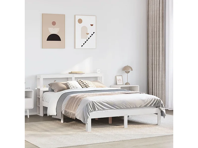 Estrutura de cama c/ cabeceira sem colchão 160x200 cm branco