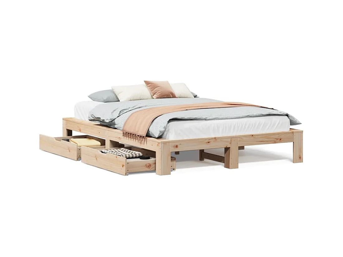 Bedframe zonder matras massief grenenhout 150x200 cm