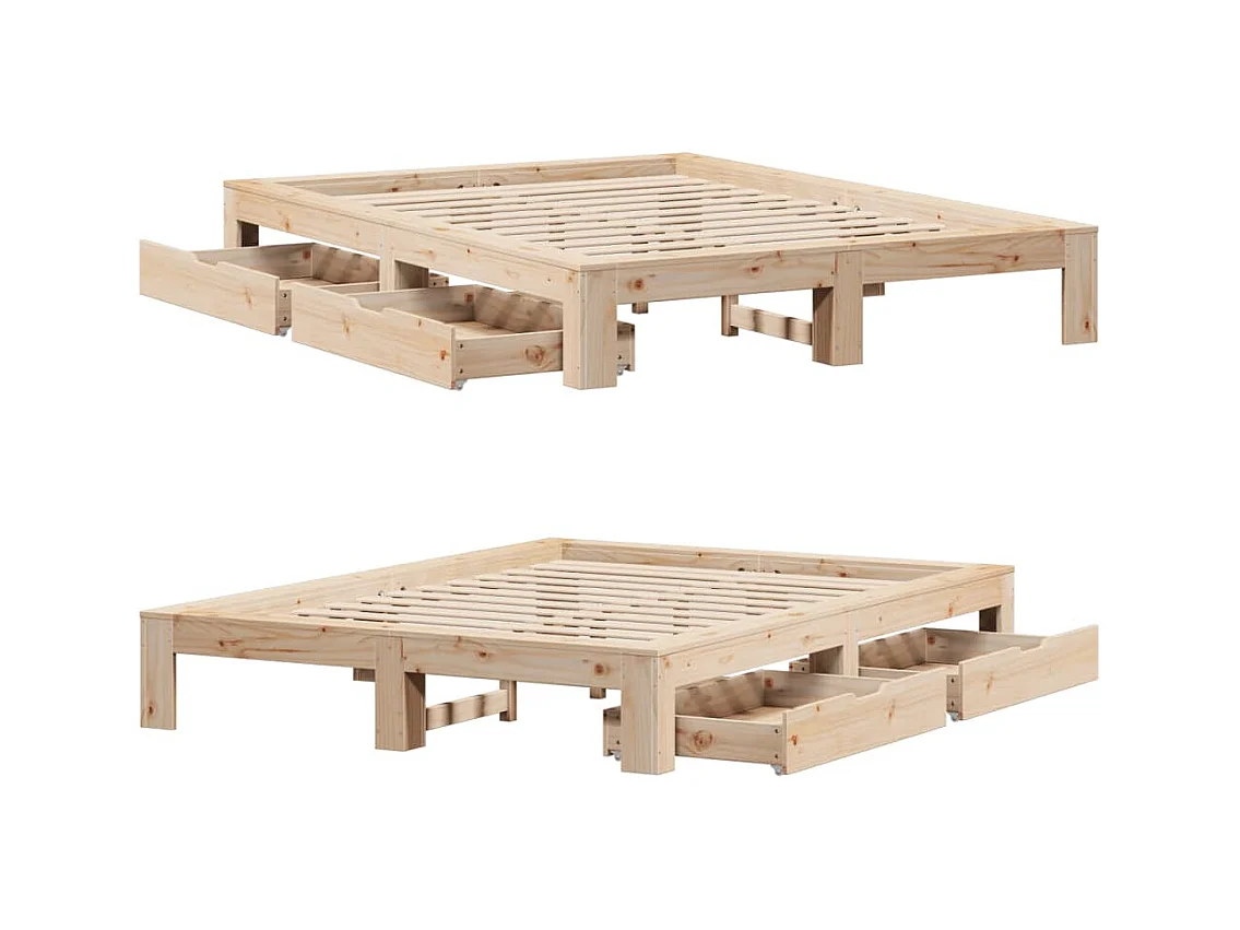 Bedframe zonder matras massief grenenhout 150x200 cm