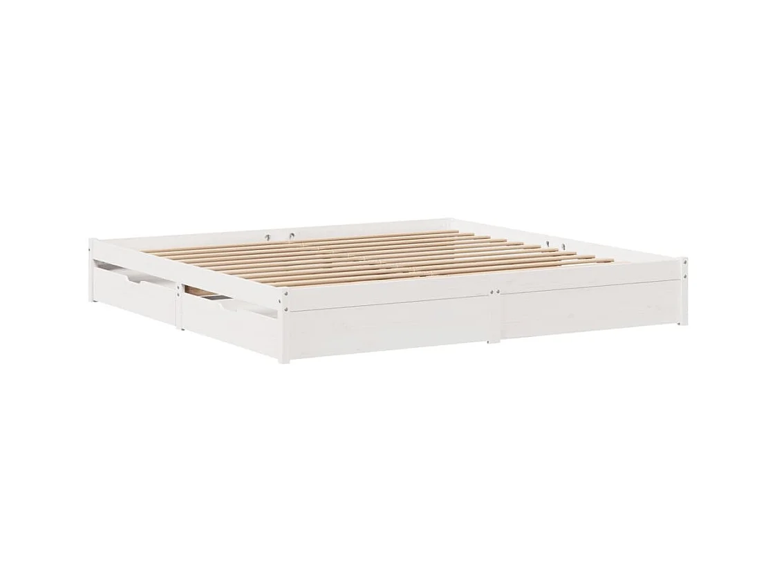 Cadre de lit sans matelas blanc 180x200 cm bois massif de pin