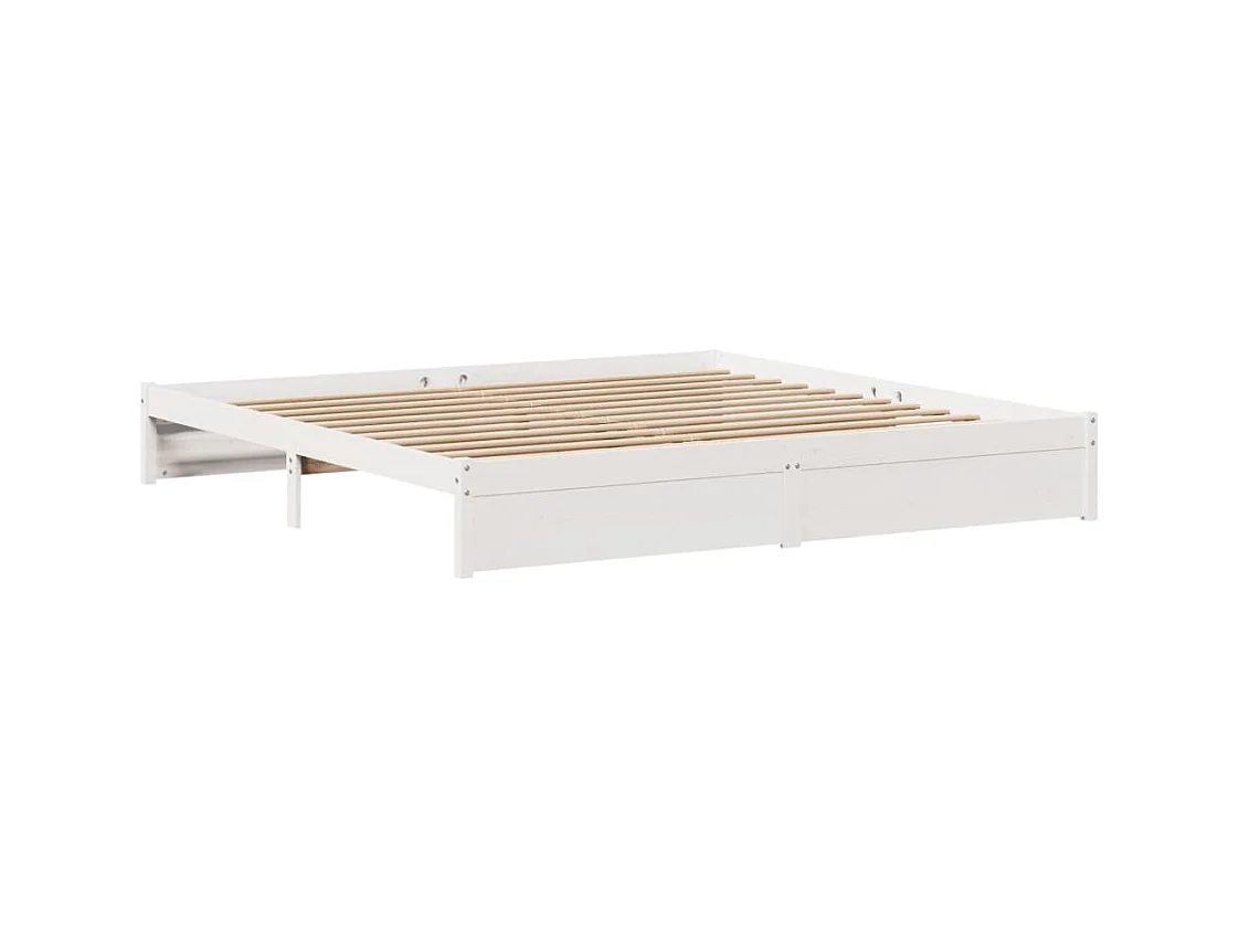 Cadre de lit sans matelas blanc 180x200 cm bois massif de pin