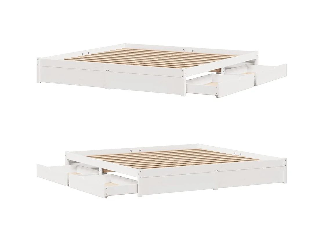 Cadre de lit sans matelas blanc 180x200 cm bois massif de pin