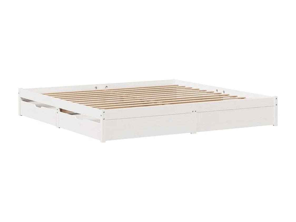 Cadre de lit sans matelas blanc 180x200 cm bois massif de pin