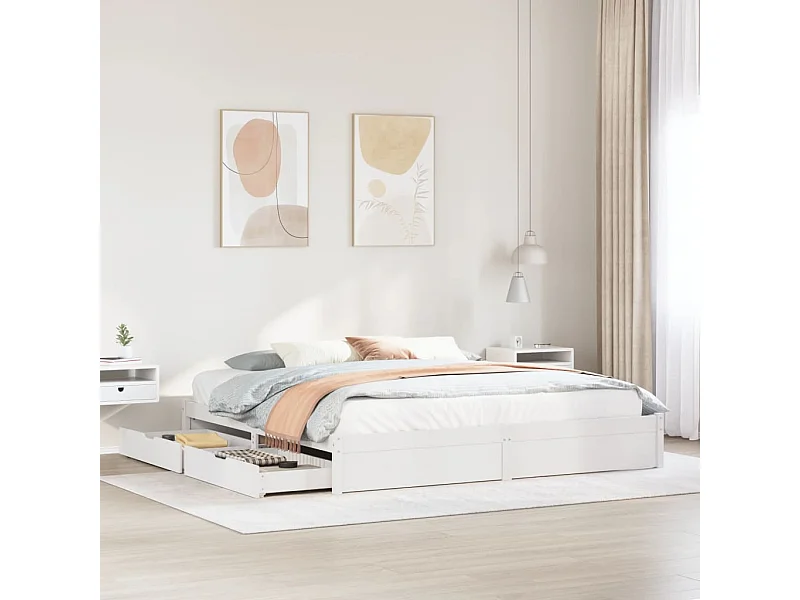 Bedframe zonder matras massief grenenhout wit 180x200 cm
