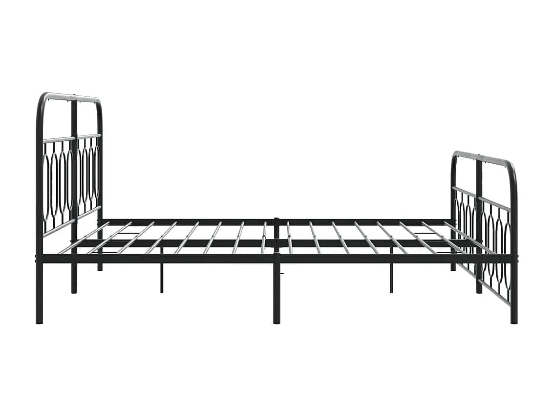 Cadre de lit métal sans matelas avec pied de lit noir 180x200cm
