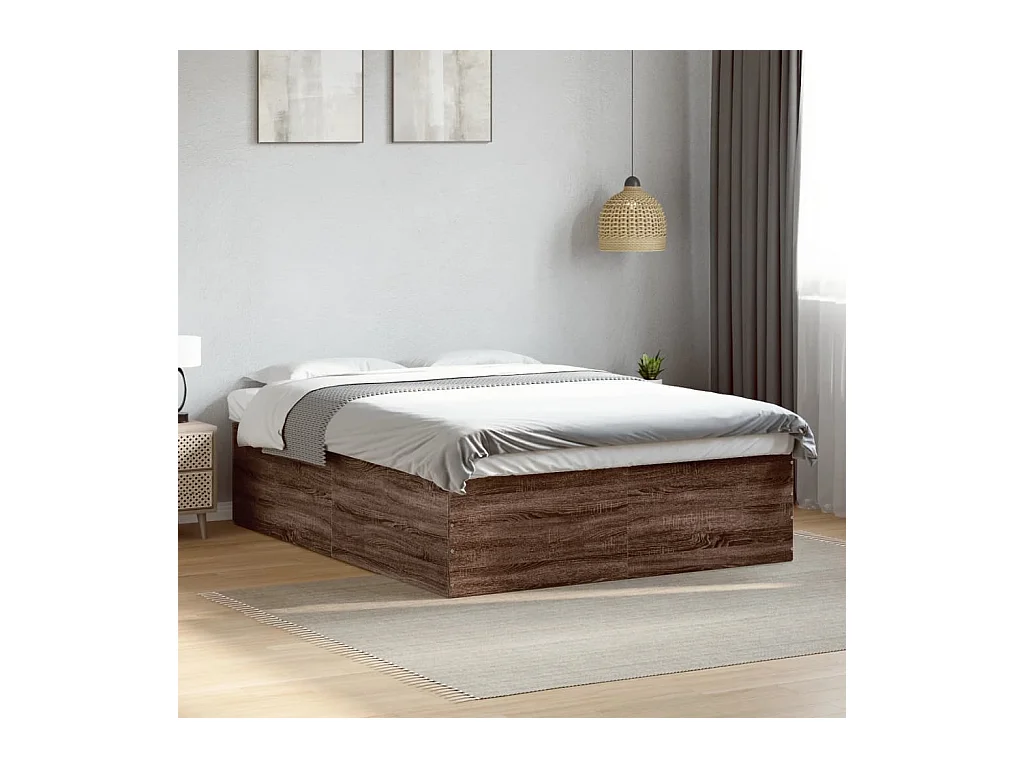 Bettgestell Braun Eichen-Optik 150x200 cm Holzwerkstoff