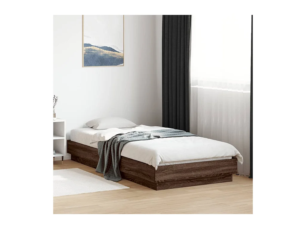 Estrutura cama s/ colchão derivados madeira carvalho castanho