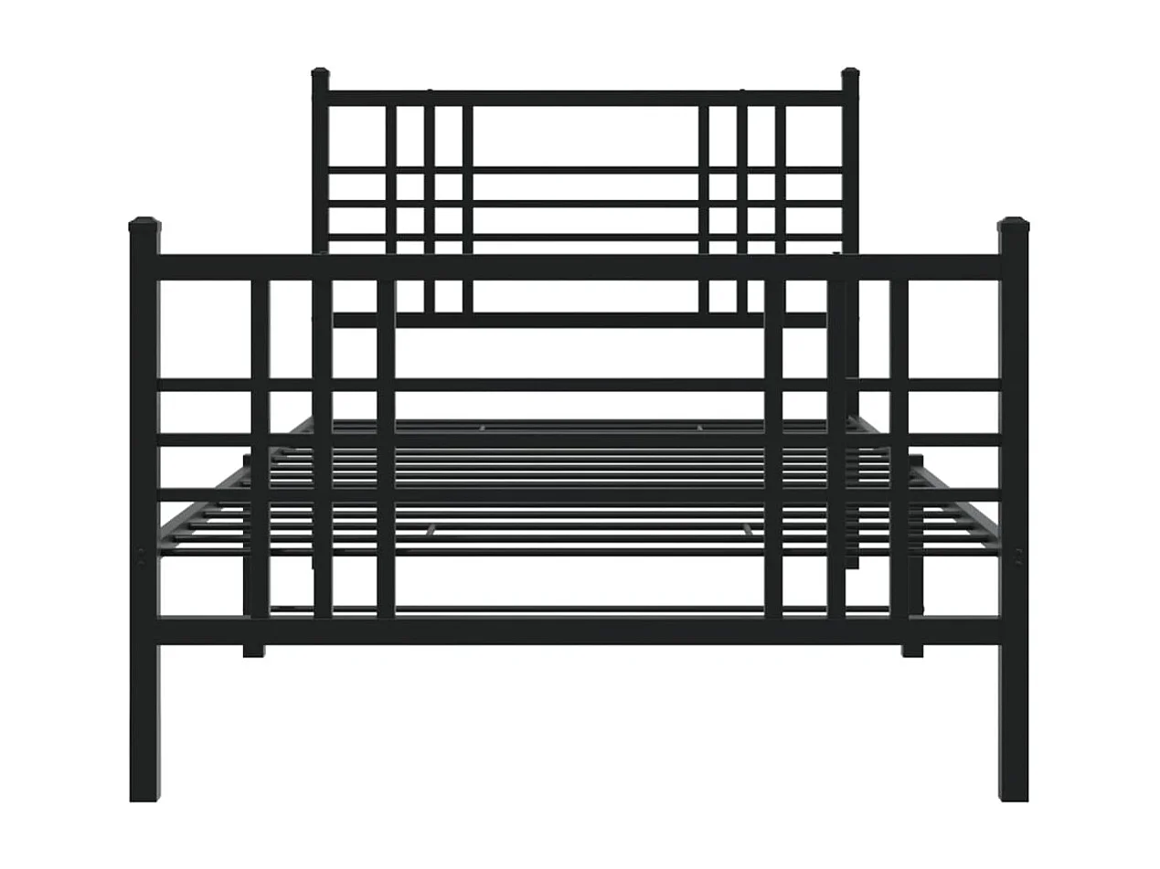 Cadre de lit métal sans matelas avec pied de lit noir 100x190cm