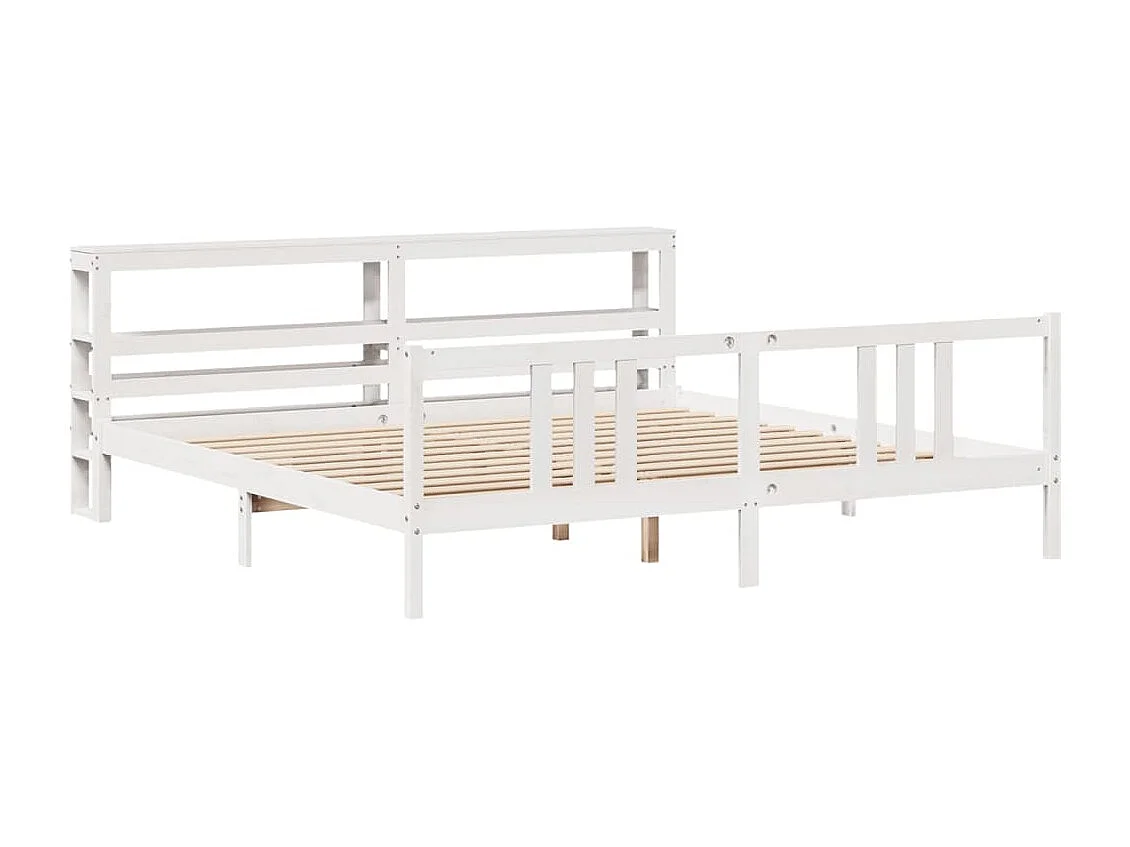 Cadre de lit avec tête de lit sans matelas blanc 200x200 cm