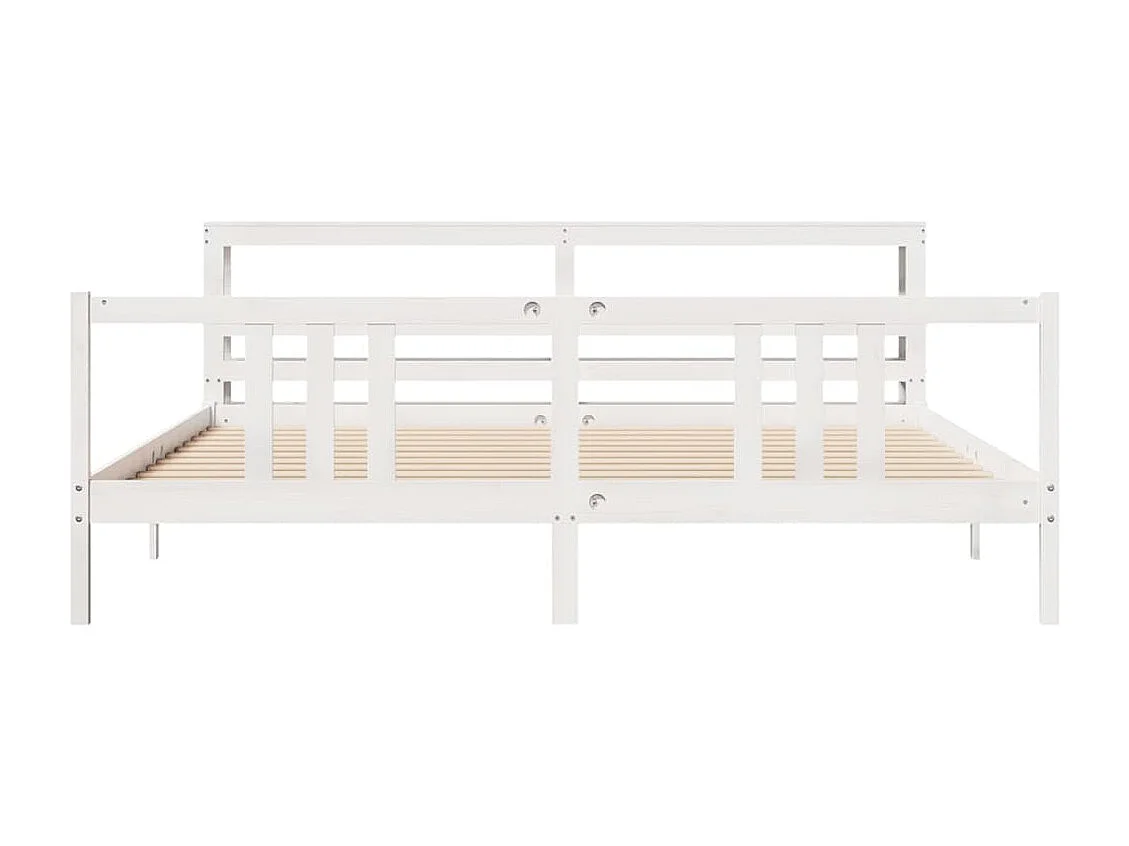 Cadre de lit avec tête de lit sans matelas blanc 200x200 cm