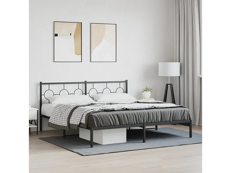 Estrutura de cama em metal com cabeceira 180x200 cm preto