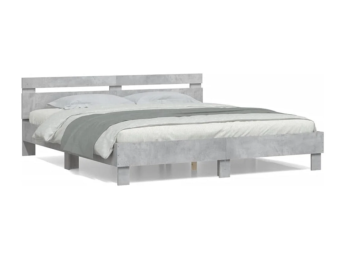 Cadre de lit sans matelas gris béton 200x200 cm