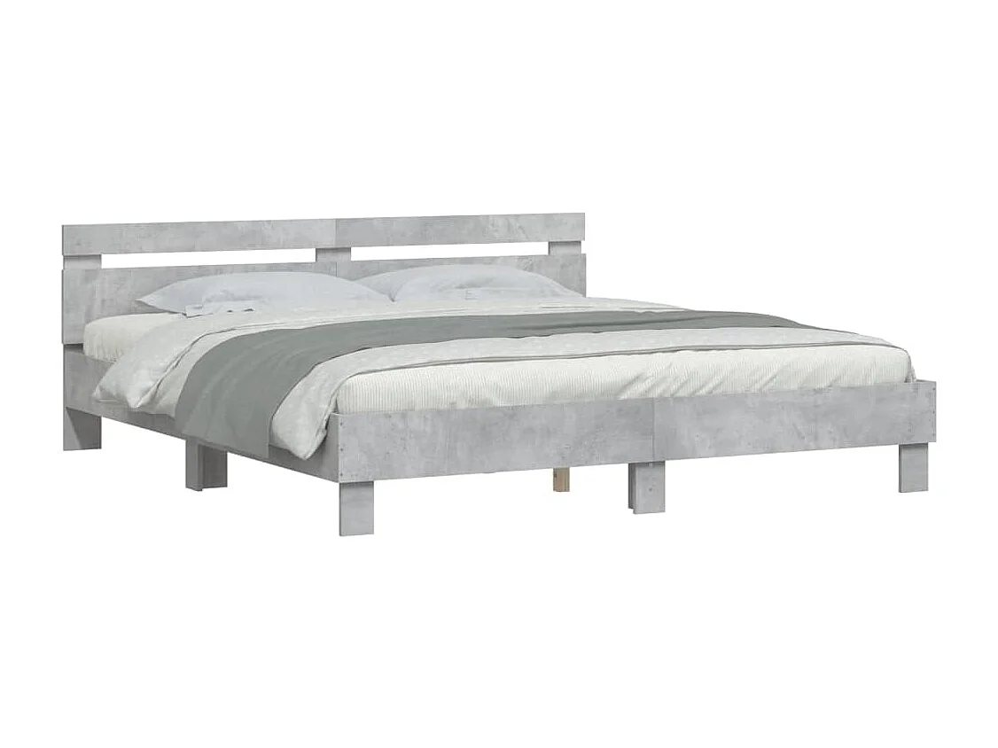 Cadre de lit sans matelas gris béton 200x200 cm