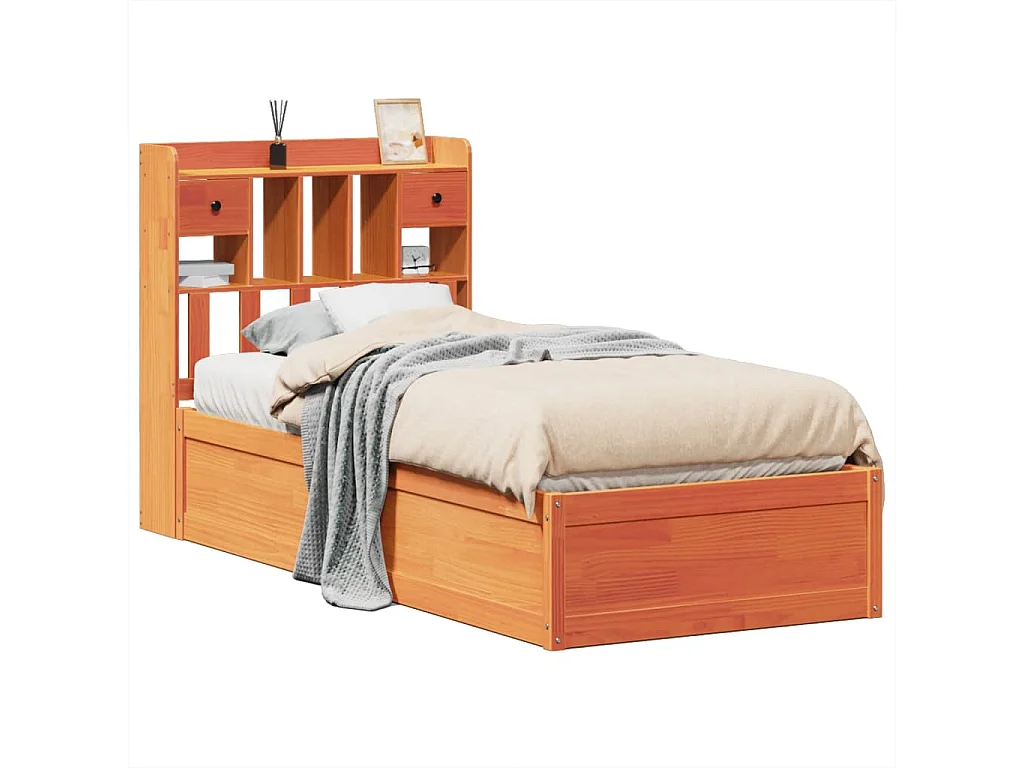 Cadre de lit sans matelas cire marron 100x200cm bois pin massif