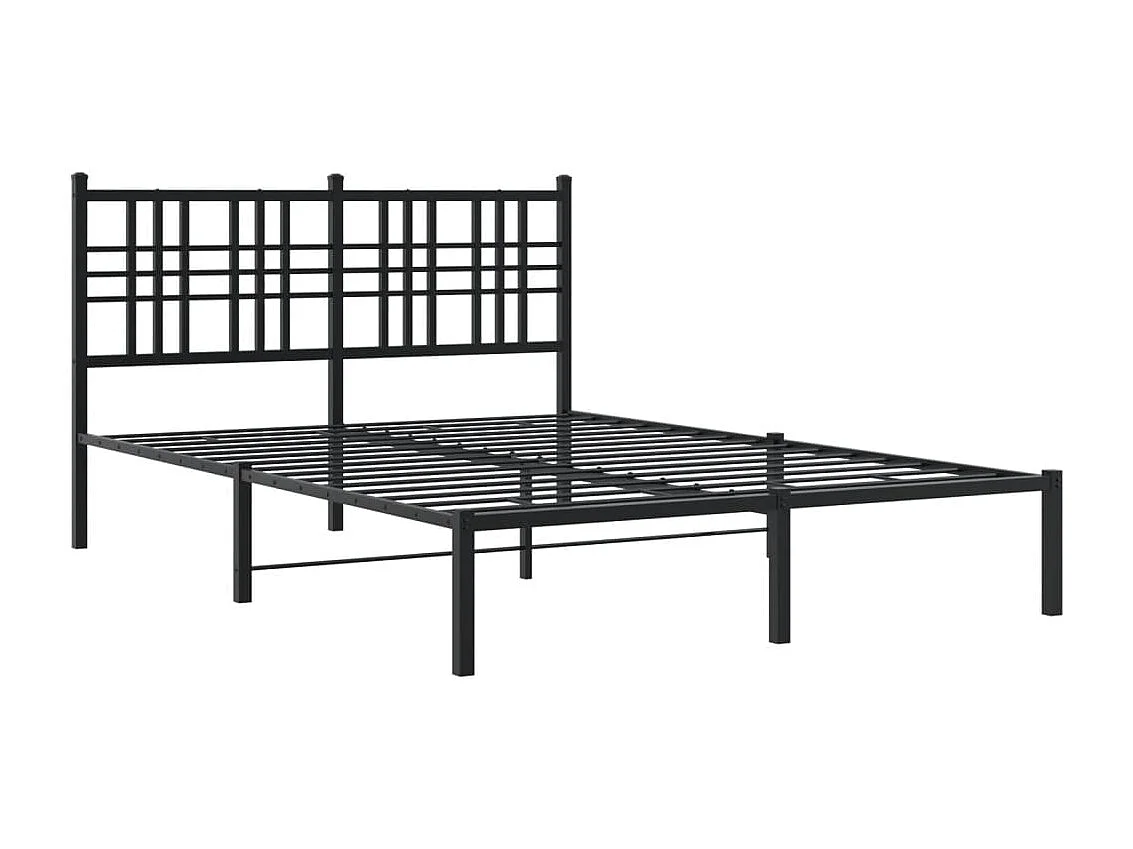 Cadre de lit métal sans matelas avec tête de lit noir 120x200cm