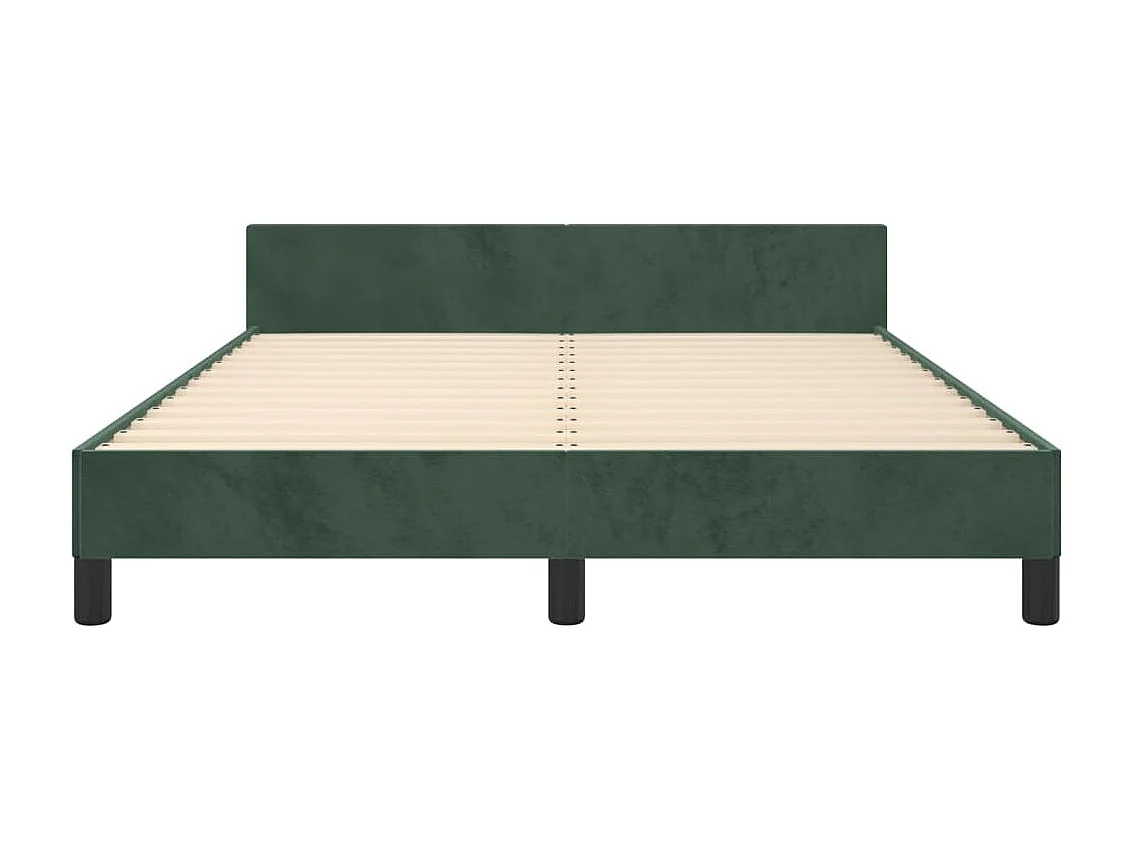 Cadre de lit sans matelas vert foncé 140x200 cm velours