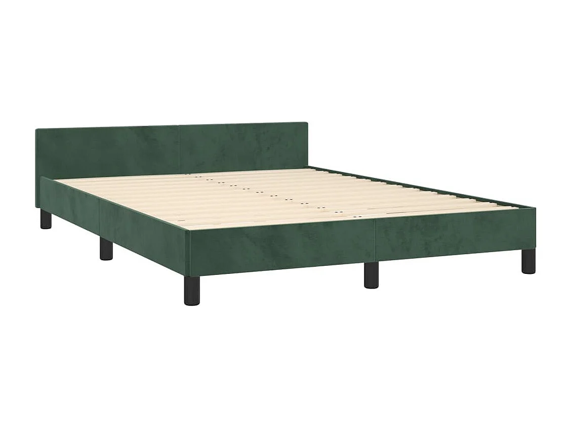 Cadre de lit sans matelas vert foncé 140x200 cm velours