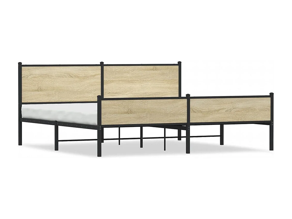 Cadre de lit en métal sans matelas chêne sonoma 200x200 cm