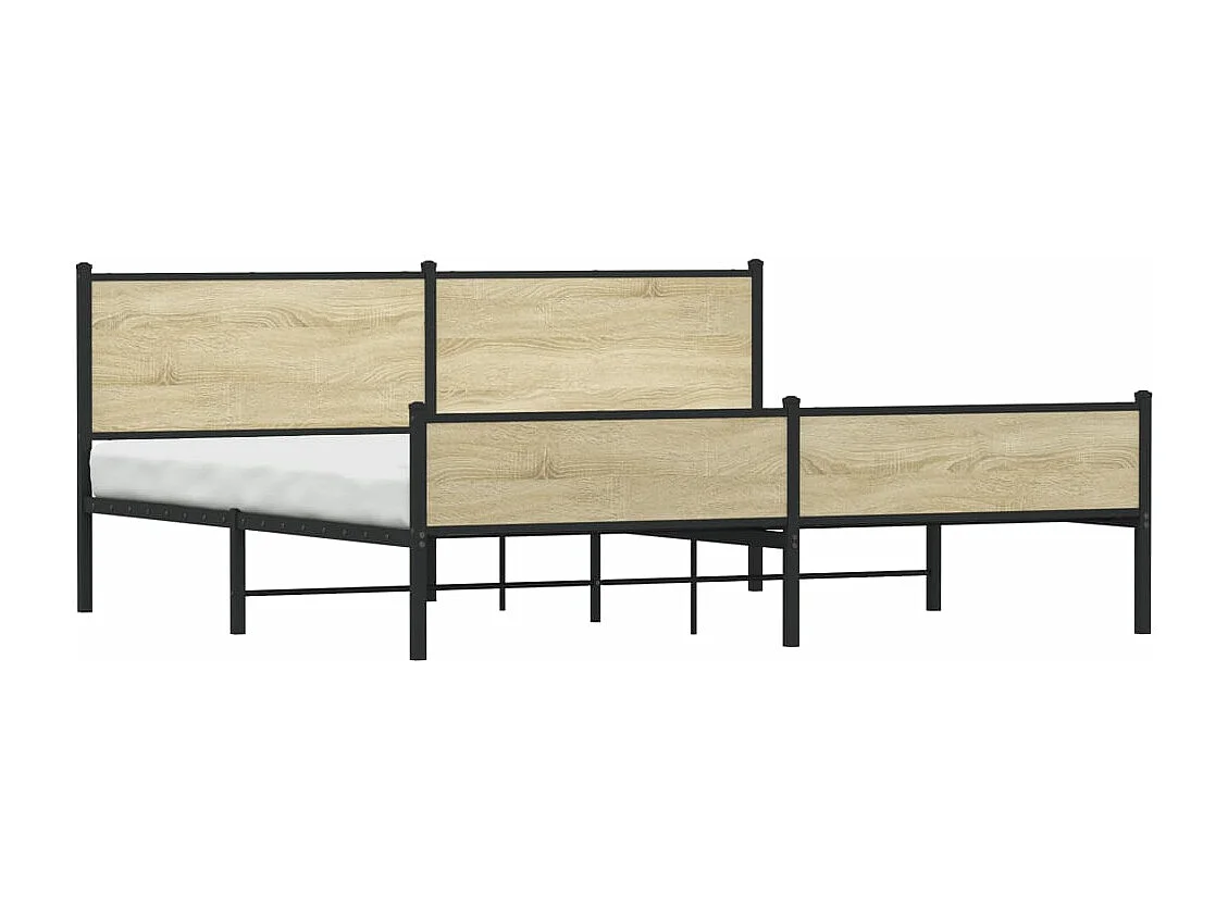 Cadre de lit en métal sans matelas chêne sonoma 200x200 cm