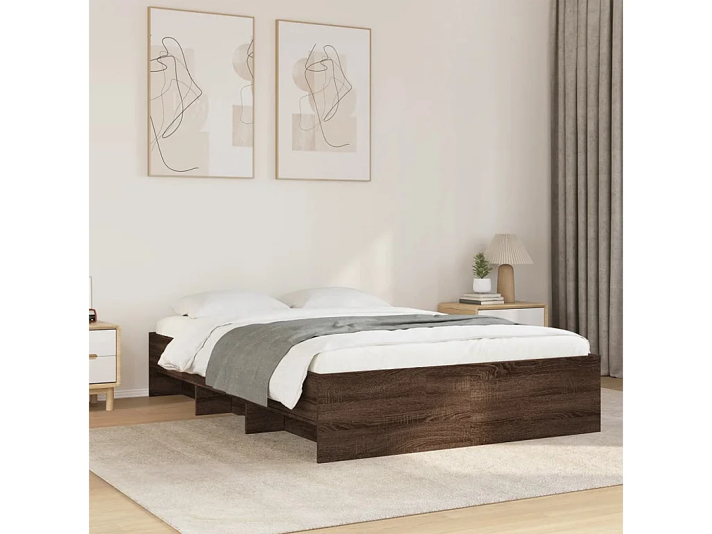Cadre de lit sans matelas chêne marron 120x190 cm