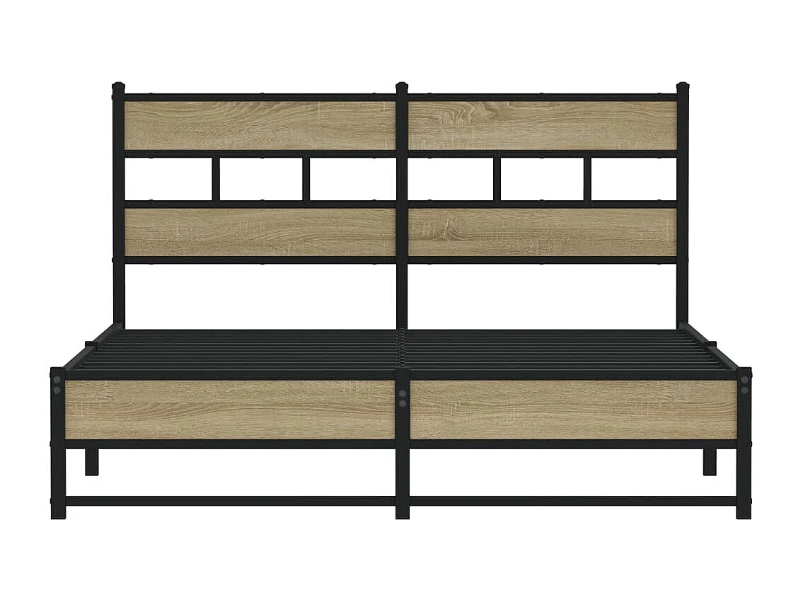 Cadre de lit en métal sans matelas chêne sonoma 140x190 cm