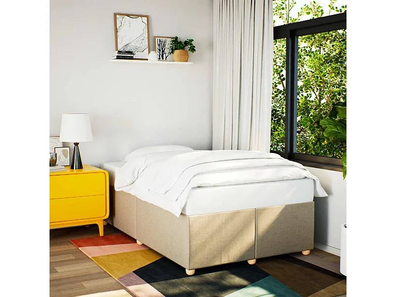 Bettgestell ohne Matratze Creme 120x200 cm Stoff