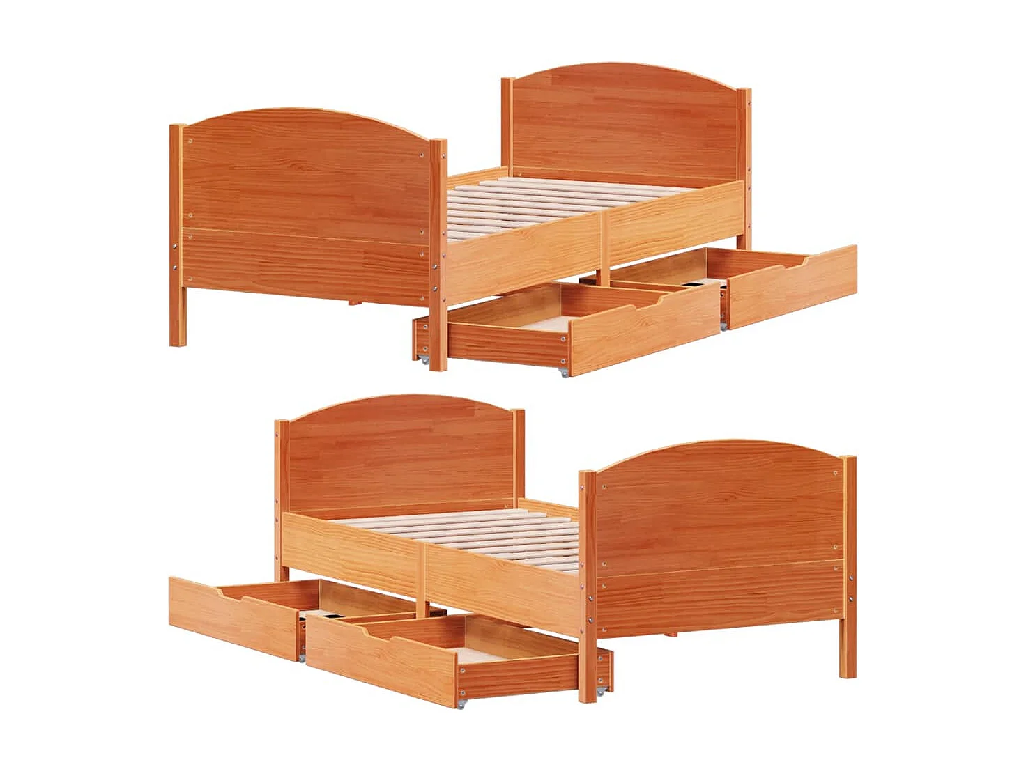 Cama sem colchão 90x200 cm pinho maciço castanho-mel