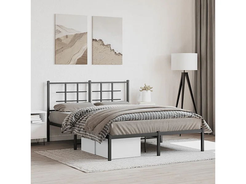 Giroletto con Testiera in Metallo Nero 135x190 cm