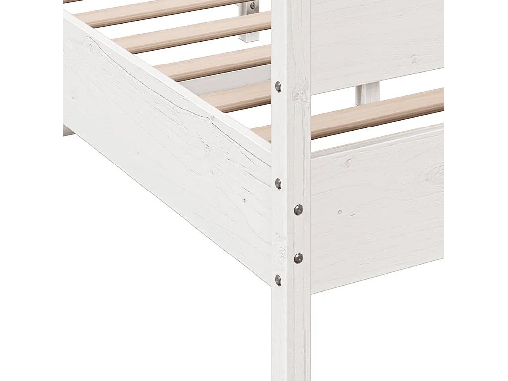 Cadre de lit sans matelas blanc 150x200 cm bois de pin massif