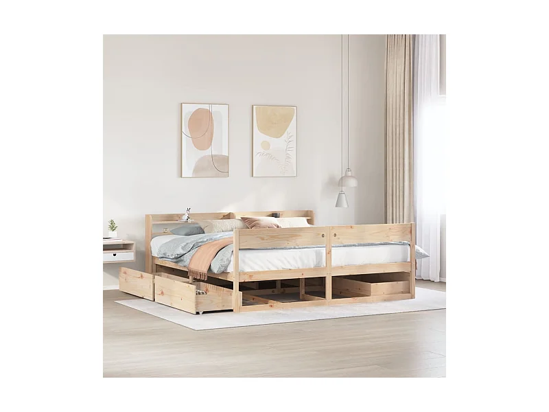Letto senza Materasso 180x200 cm in Legno Massello di Pino