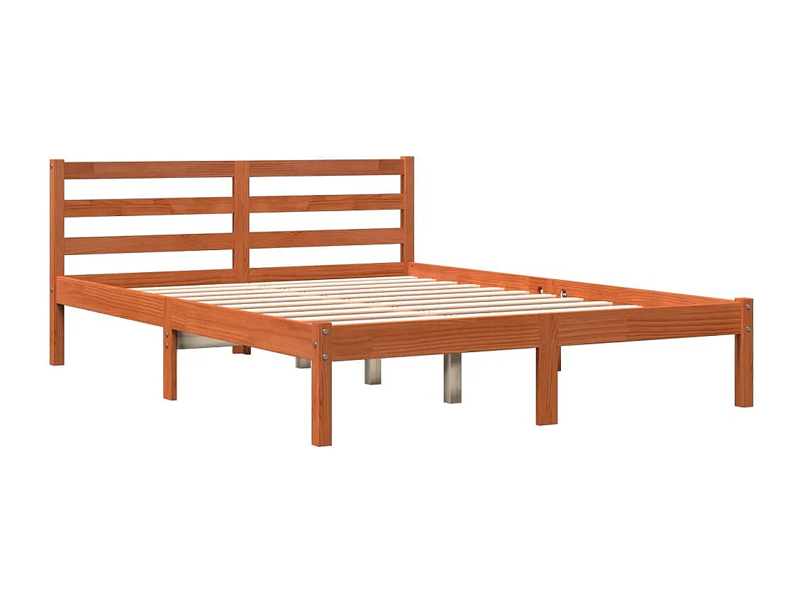 Estructura de cama sin colchón madera maciza marrón 135x190 cm