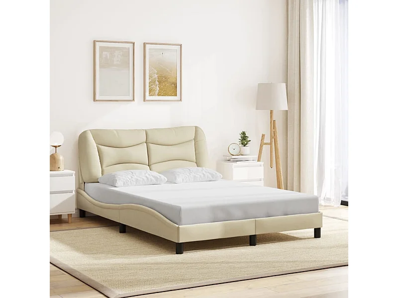 Bedframe zonder matras stof crèmekleurig 140x200 cm