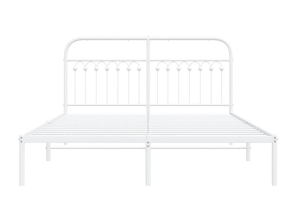 Bettgestell mit Kopfteil Metall Weiß 160x200 cm