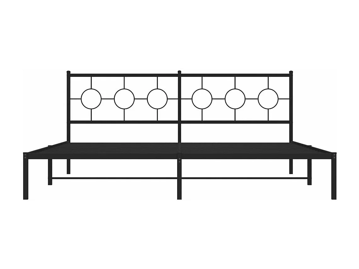 Cadre de lit métal sans matelas avec tête de lit noir 200x200cm