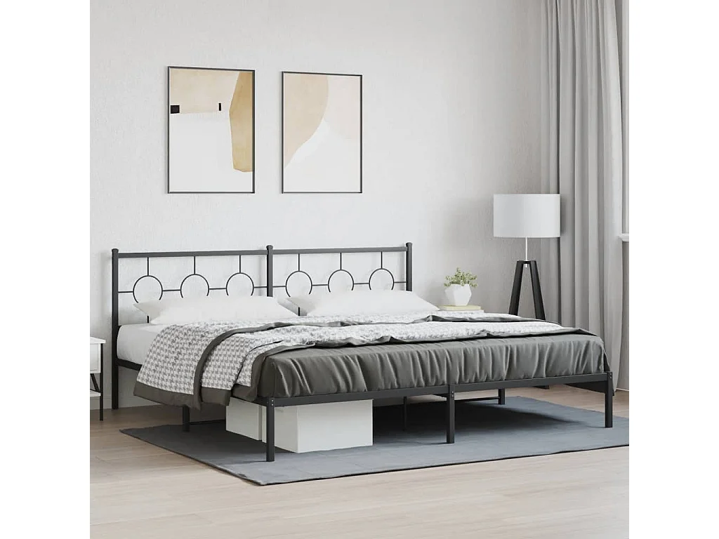 Estrutura de cama com cabeceira 200x200 cm metal preto