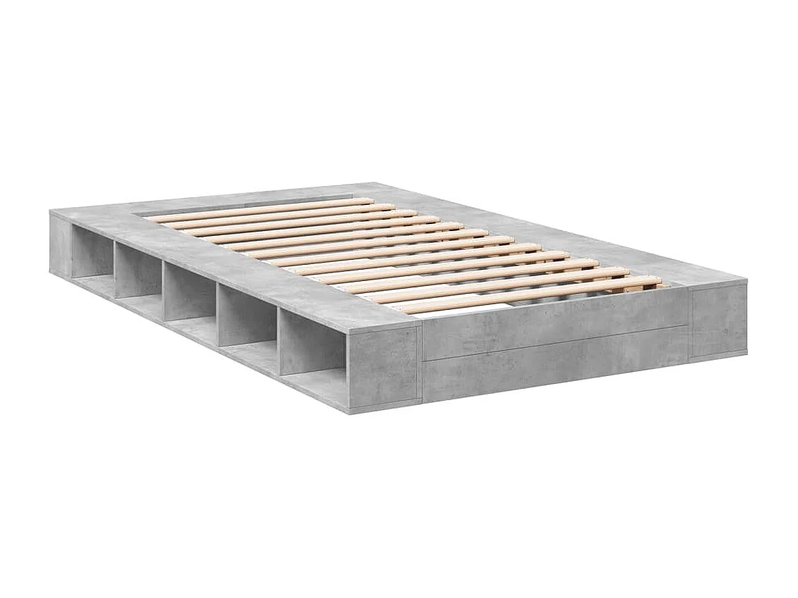 Bettgestell Betongrau 135x190 cm Holzwerkstoff