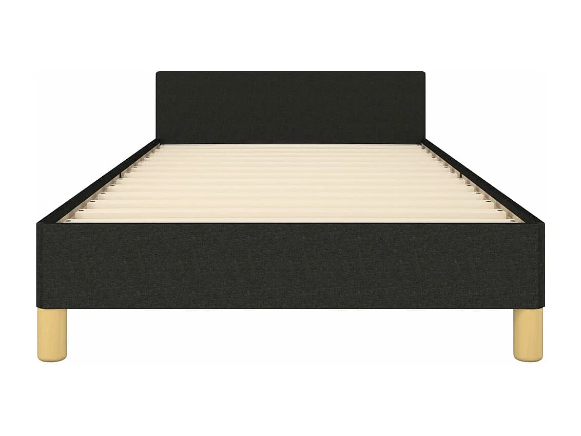 Bedframe met hoofdbord stof zwart 90x190 cm