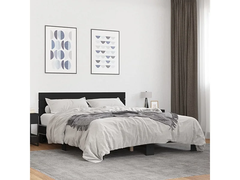 Giroletto Nero 150x200 cm in Legno Multistrato e Metallo