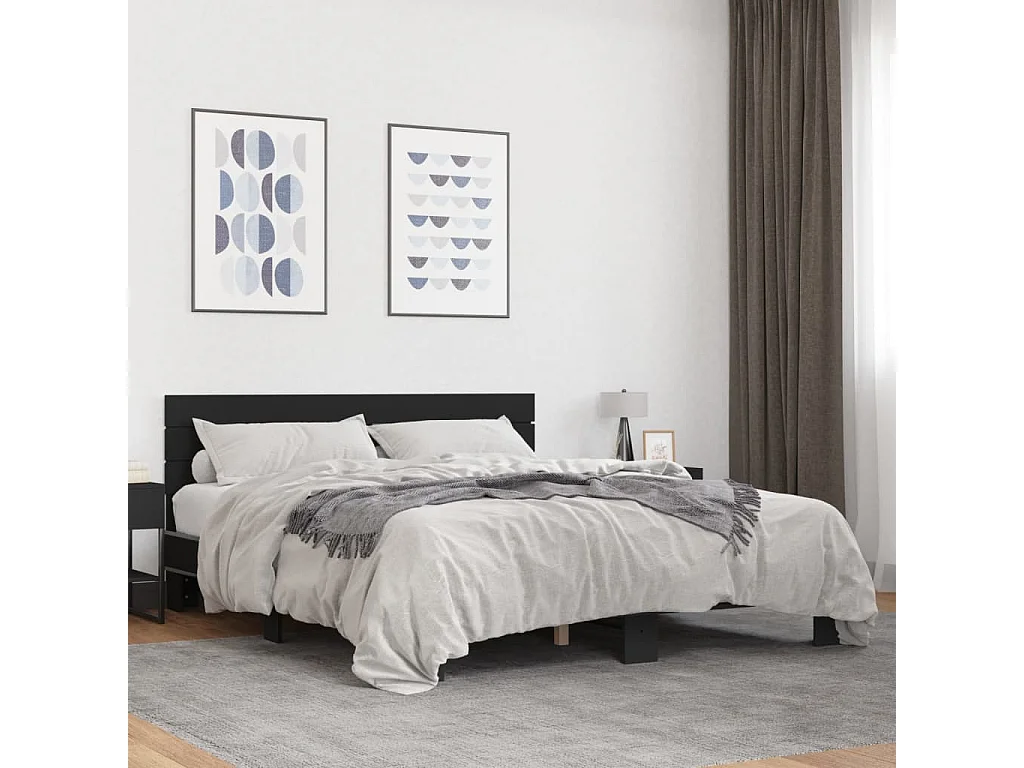 Cadre de lit sans matelas noir 150x200 cm