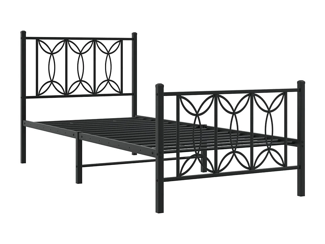 Bedframe met hoofd- en voeteneinde metaal zwart 75x190 cm