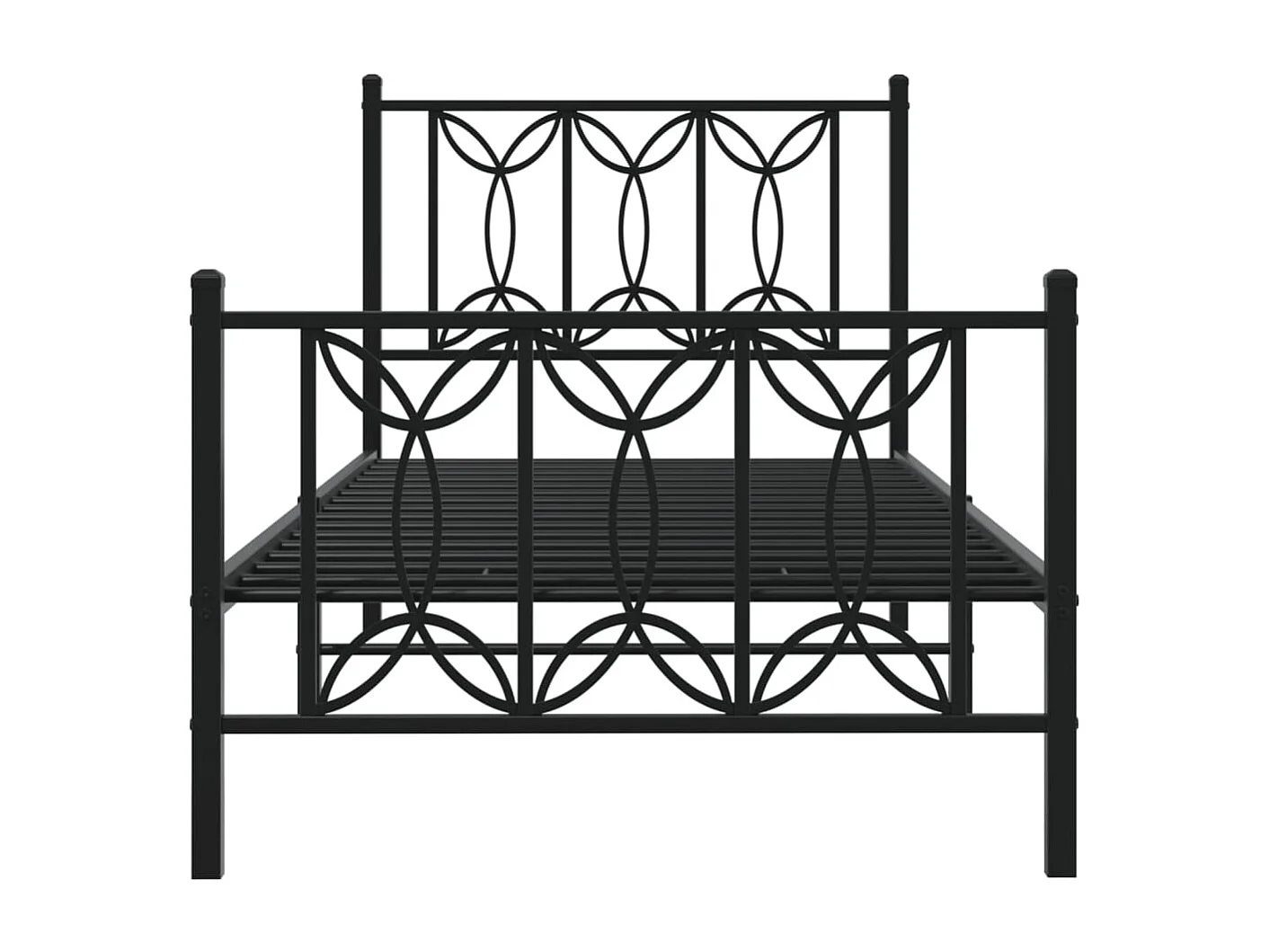 Bedframe met hoofd- en voeteneinde metaal zwart 75x190 cm