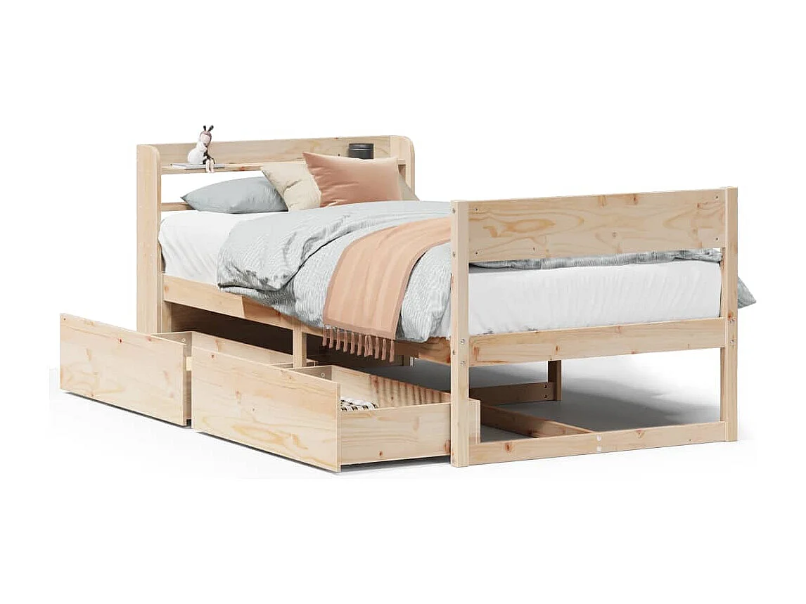 Letto senza Materasso 90x190 cm in Legno Massello di Pino