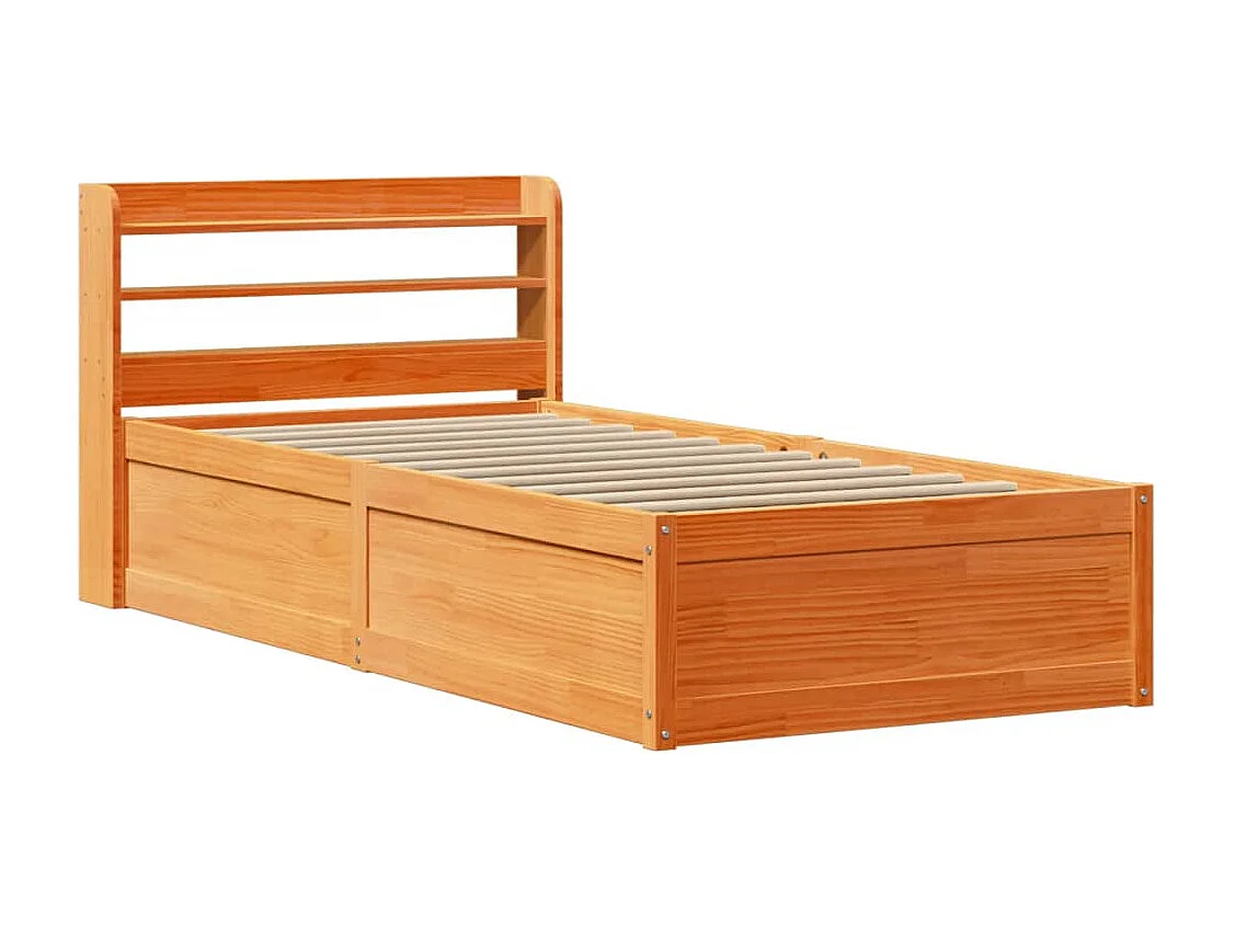 Estrutura cama c/ cabeceira 90x200 cm pinho maciço castanho-mel