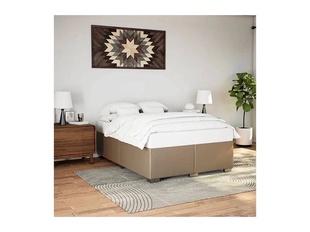 Cadre de lit sans matelas cappuccino 140x200 cm similicuir