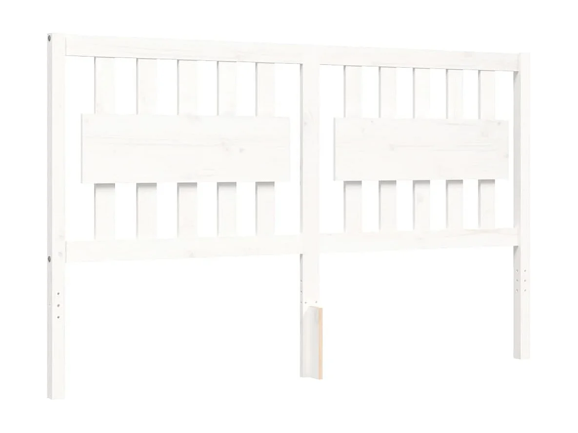 Bedframe met hoofdbord massief hout wit 5 FT King Size