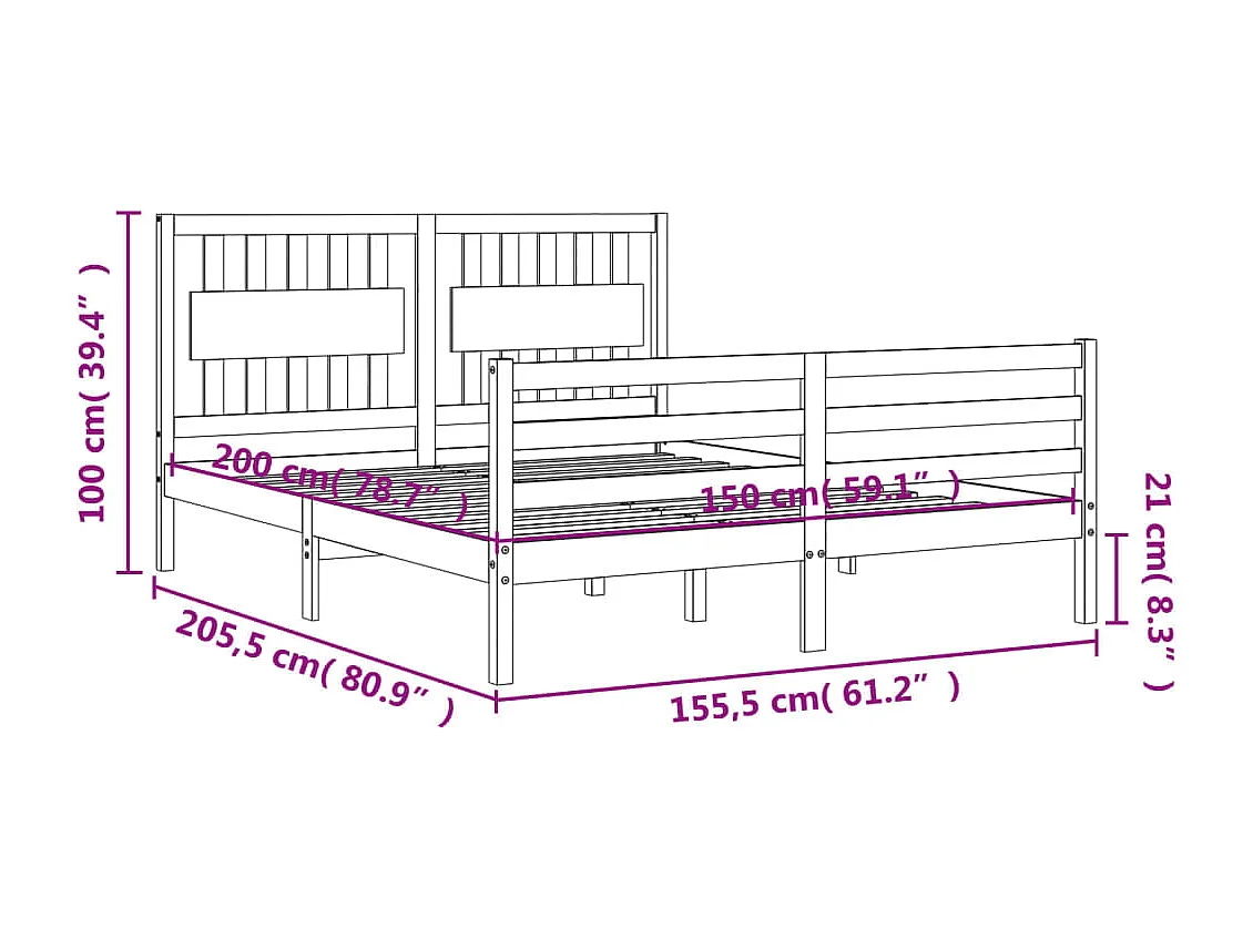 Giroletto con Testiera Bianco King Size in Legno Massello